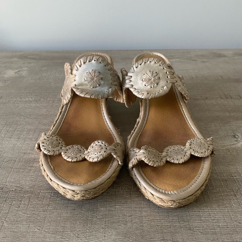 Platinum Jack Rogers Wedges